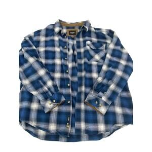 CQR cotton plaid XL Men's Blue Plaid Button Flannel Shirt